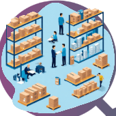 Icono de eficiencia operativa con archivos organizados para gestión documental.